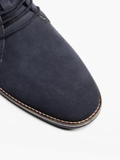 Mens Navy Suede Lace Up Boots