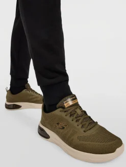 Mens Skechers Khaki Memory Foam Lace Up Trainers