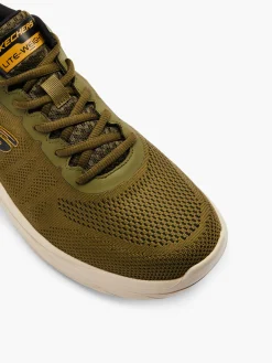 Mens Skechers Khaki Memory Foam Lace Up Trainers