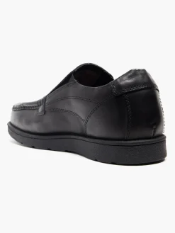 Mens Twin Gusset Slip On Casual Black Shoe