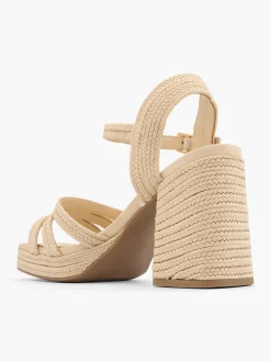 Natural Braided Textured Platform Heeled Sandal