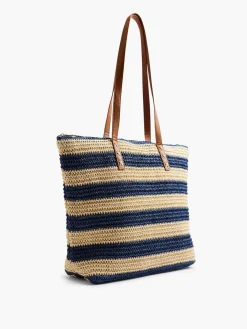 Navy and Beige Striped Summer Bag