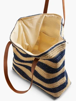 Navy and Beige Striped Summer Bag
