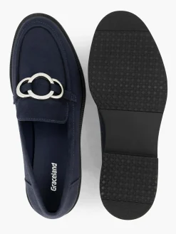 Navy Blue Loafer with Metallic Detail