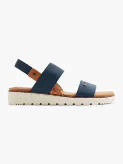 Navy Elasticated Strap Sandal with Contrasting Sole