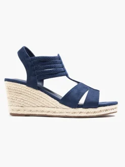 Navy Elasticated Strap Wedge Sandal