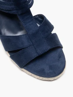 Navy Elasticated Strap Wedge Sandal