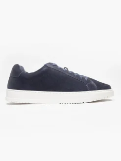 Navy Leather Suede Cupsole Trainers