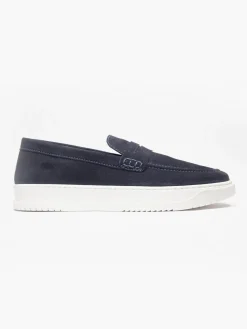 Navy Leather Suede Cupsole Loafer