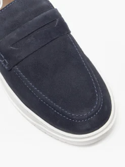 Navy Leather Suede Cupsole Loafer