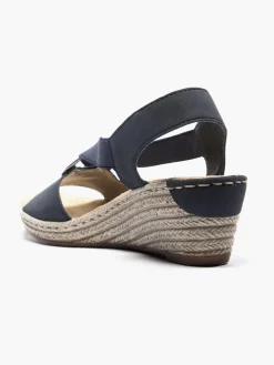 Navy Rieker Wedge Sandal with Circle Ring Detail