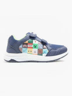 Navy/Green Minecraft Velcro Trainers