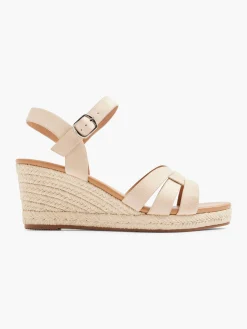 Neutral Woven Strapped Wedge Heel