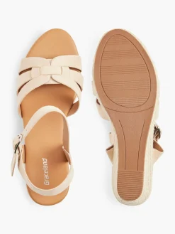 Neutral Woven Strapped Wedge Heel