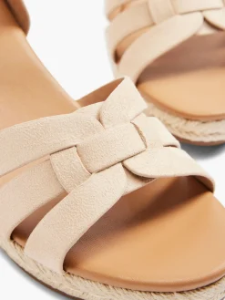 Neutral Woven Strapped Wedge Heel