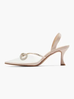 Nude Bow Detail Slingback Heel with Perpex Panelling