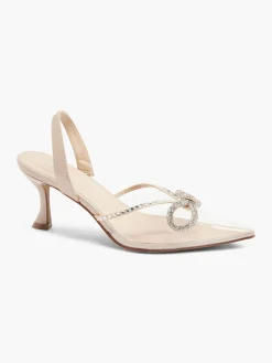 Nude Bow Detail Slingback Heel with Perpex Panelling
