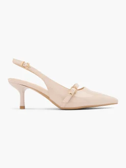 Nude Slingback Low Heel with Buckle Strap