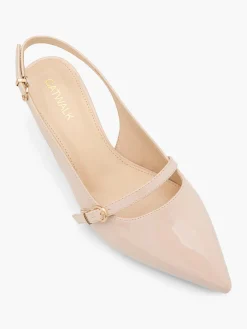 Nude Slingback Low Heel with Buckle Strap