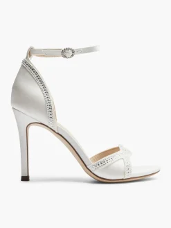 Off White Satin Wedding Collection Gem Detail High Heel Stiletto