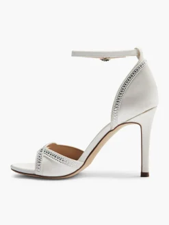 Off White Satin Wedding Collection Gem Detail High Heel Stiletto