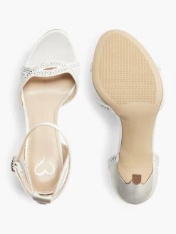 Off White Satin Wedding Collection Gem Detail High Heel Stiletto