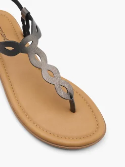 Pewter Twisted Strap Sandal