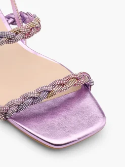 Pink Diamante Braided Strapped Sandal