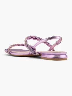 Pink Diamante Braided Strapped Sandal