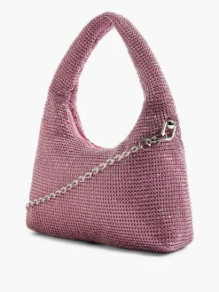 Pink Diamante Handbag with Adjustable Shoulder Strap