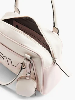 Pink Fila Handbag with Contrasting Details and Mini Pouch