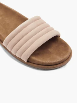 Pink Leather Padded Mule Sandal