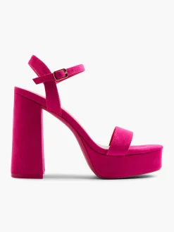 Pink Open Toe Platform Heeled Sandal