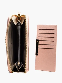 Pink Zipped Purse with Removable Card Holder