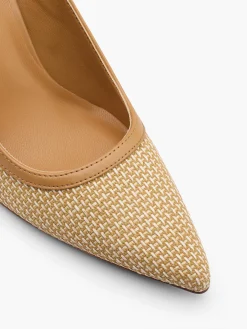 Raffia Textured Camel Slingback Heel