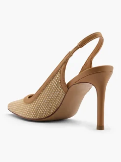 Raffia Textured Camel Slingback Heel