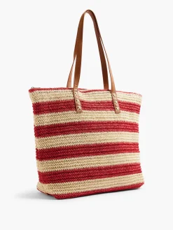 Red and Beige Striped Summer Bag