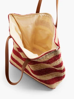 Red and Beige Striped Summer Bag