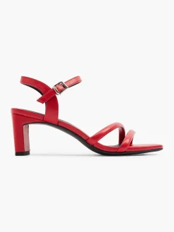 Red Heeled Sandal with Ankle Strap