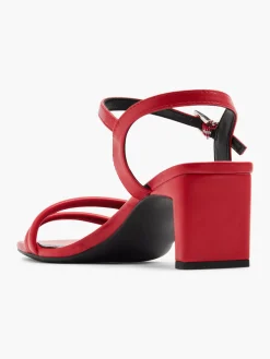 Red Heeled Sandal with Ankle Strap