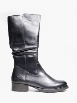Rieker Black 3/4 Length Boot with Ruched Detailing