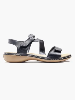 Rieker Black Leather Strapped Sandal