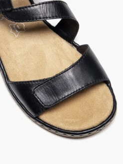 Rieker Black Leather Strapped Sandal