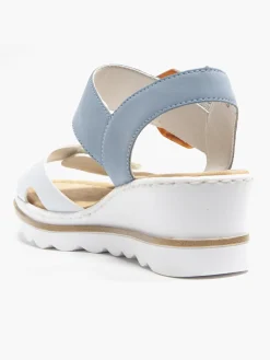 Rieker Blue and White Comfort Wedge Sandal