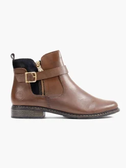 Rieker Brown Ankle Boot with Outer Zip