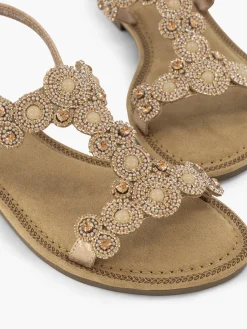 Rose Gold Slingback Strapped Sandal with Gem Detailing