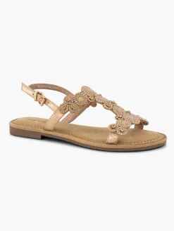 Rose Gold Slingback Strapped Sandal with Gem Detailing