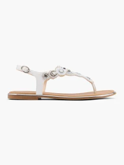 Silver and White Jewelled Sandal