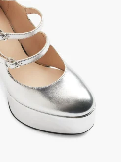Silver Extra Platform Heel with Ankle Straps