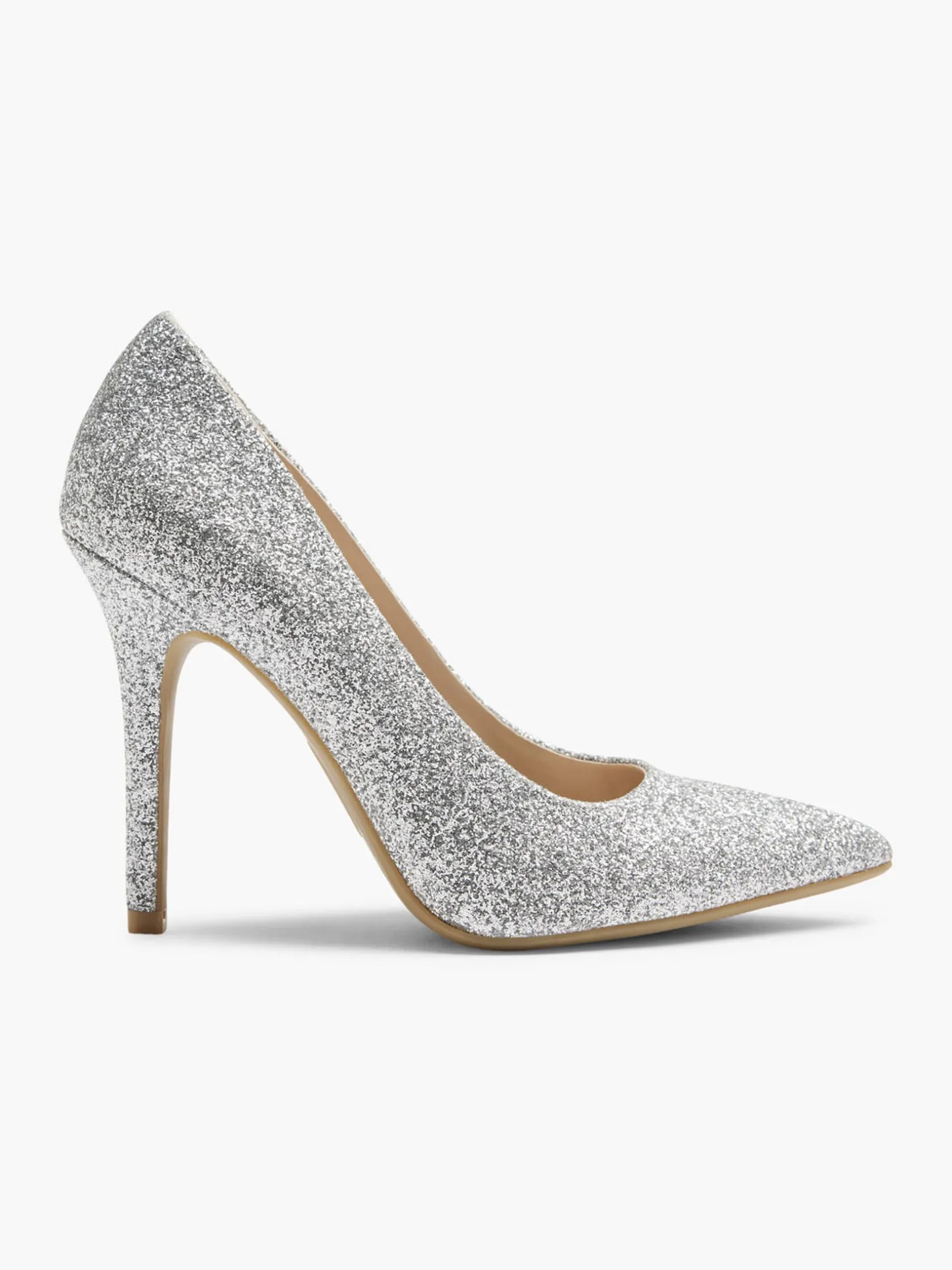 Silver Glitter Stiletto High Heel